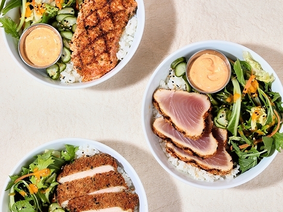 This is what you've been missing. Reunite your taste buds with our Pacific Bowl with your choice of katsu chicken, togarashi tuna or togarashi salmon on a yummy bed of sushi rice. It's finished with spicy miso mayo, pickled cucumber, carrot, greens, sesame and ginger dressing. Order online or in-app now.